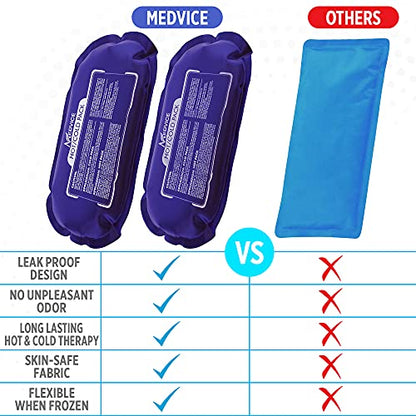 Reusable Hot and Cold Ice Packs for Injuries (3-Piece Set), Joint Pain | Gel Ice Packs - Muscle Soreness and Body Inflammation Support - Adjustable & Flexible for Knees, Back, Shoulders, Arms & Legs