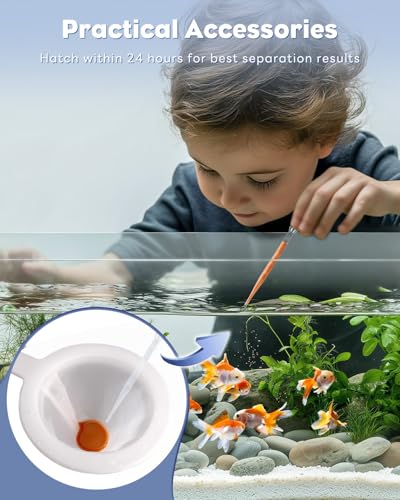 Pawfly Brine Shrimp Net Kit- 80 & 200 Mesh Sieve for Hatchery, Fine Artemia with 2 Pipettes and 5 Storage Tubes, Dense Mesh Collecting Net with Handle