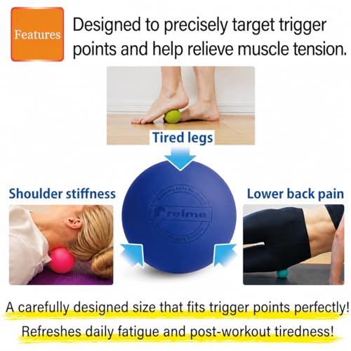 Massage Lacrosse Balls for Myofascial Release, Trigger Point Therapy,Manual Massage Balls, Muscle Knots, and Yoga Deep Tissue Massage. Set of 2 Firm Balls (Blue and Light Blue) - color: Blue and Light Blue
