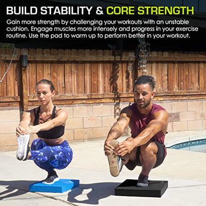 ProsourceFit Exercise Balance Pad, Non-Slip Cushioned Foam Mat & Knee Pad for Fitness and Stability Training, Yoga, Physical Therapy - color: Black, size: L - (15.5" x 12.75")