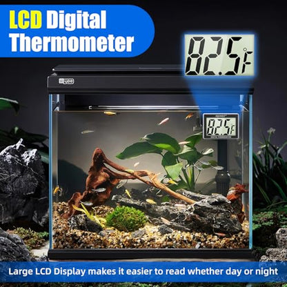 AQUANEAT Aquarium Thermometer 2 Packs, Fish Tank Thermometer, Aquarium Digital Temperature Gauge, with Large LCD Display - size: 2 Packs