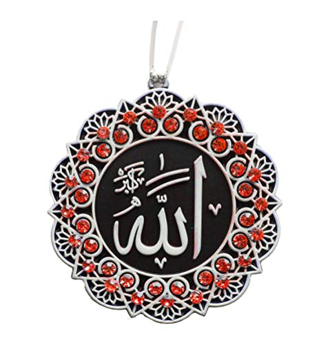 Modefa Turkish Islamic Ottoman Double-Sided Allah Muhammad Star Shaped Car Rear View Mirror Hanger Medallion Pendant Accessory (White/Red) - color: White/Red