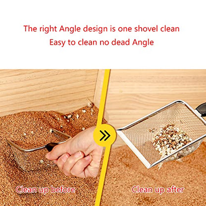 Sand Scooper Stainless Steel Fine Metal Sand Shovel Terrarium Litter Cleaner Corner Scoops