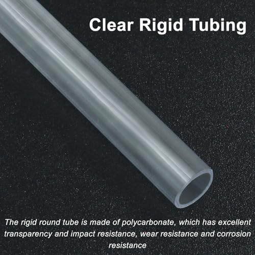 Piutouyar 6 Pcs Round Clear Rigid Tubing, 0.39" ID x 0.47" OD x 12" Length | 10 mm ID, 12 mm OD, 305 mm Length, Rigid Tubing Plastic Polycarbonate Tube Pipe - size: 10mmx12mm