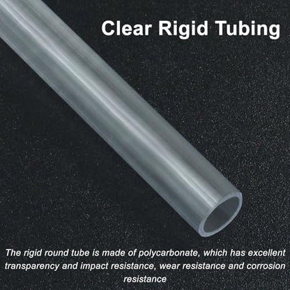 Piutouyar 6 Pcs Round Clear Rigid Tubing, 0.39" ID x 0.47" OD x 12" Length | 10 mm ID, 12 mm OD, 305 mm Length, Rigid Tubing Plastic Polycarbonate Tube Pipe - size: 10mmx12mm
