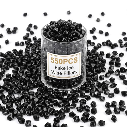 DomeStar 550PCS Small Black Vase Fillers, Acrylic Fake Ice Rocks Gems Crystals Diamonds Table Centerpiece Aquarium Tank Table Scatter DIY Crafts (0.4 * 0.6) - color: Black