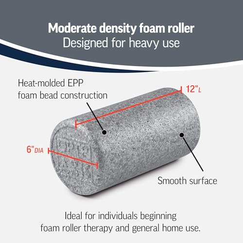 OPTP Silver AXIS Foam Roller, Moderate Density for Sports Medicine, Physical Therapy, Pilates, Yoga - Myofascial Release on Trigger Points (Silver Moderate Density, 12" x 6" Round) - size: Silver - 12" x 6" Round