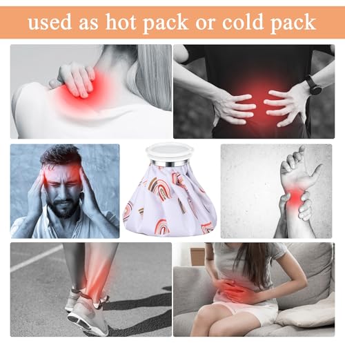 Nuanchu 3 Pieces Ice Bags for Injuries Reusable Ice Pack Hot Cold Water Bag 6, 9, 10 Inches Hot Cold Therapy and Pain Relief Pain Screw Top for Sports Knee Head Leg (Boho Rainbow) - style: Boho Rainbow