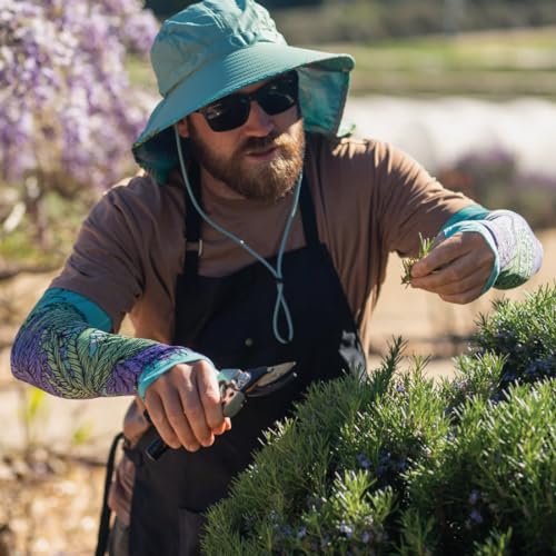 FARMER'S DEFENSE Gardening Arm Sleeves|UV Cooling Protective Sleeve Women & Men|Anti-Scratch Cover Sun UPF Outdoor Protection - Sea-Weed - L/XL - color: Sea-weed, size: Large/Extra Large