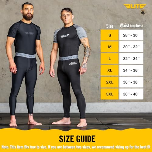 Elite Sports Men’s BJJ Spats Leggings Tights, Best Jiu Jitsu MMA no Gi spat Compression Pants for Men - size: Medium