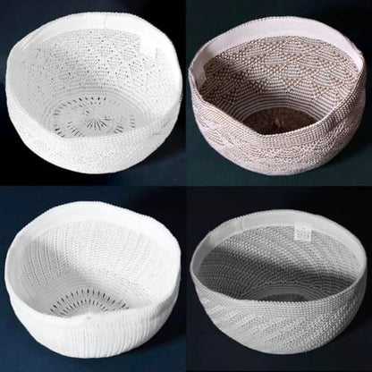 4 Pcs Muslim Knit Kufi Hats Islamic Crochet Prayer Beanie Cap Knitted Taqiyah Takke Skull Topi Eid Ramadan Gift - color: Color B