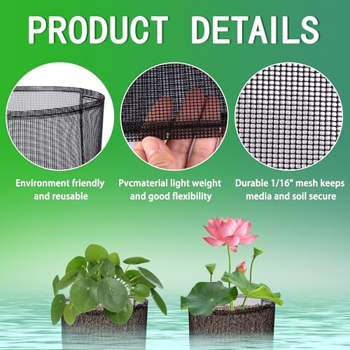 EBaokuup 4 Pcs Aquatic Pond Planting Bags-7" Reusable Mesh Water Garden Pond Plant Pot-Breathable Black Square Lily Plant Pots for Pond Bog Plant Garden Terrestrial Plant - color: Black, size: Square