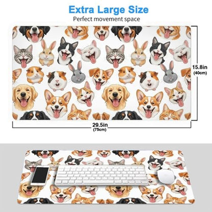 Thick Rubber Base Mouse Pad Rabbit Cat Dog Guinea Pig Pet, Large Desktop Mat Waterproof Daily Computer Accessory - color: Pattern (159), size: 29.5L x 15.8W inches