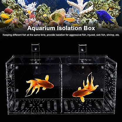 Fish Breeding Box Acrylic Fish Isolation Box Fish Seedlings Incubator Aquarium Fish Breeder Box with Isolation Board for Baby Fishes Shrimp Clownfish and Guppy(30CM*15CM*15CM)
