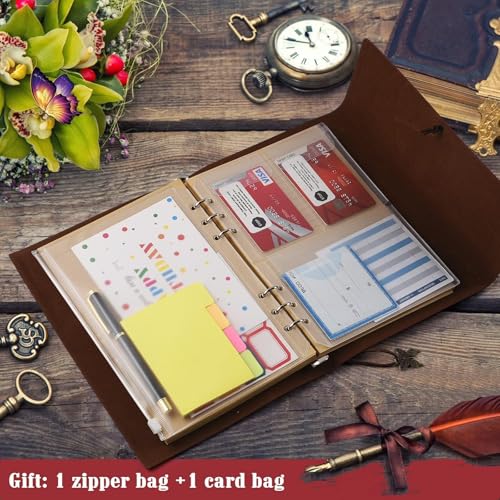 OMEYA Leather Journal Notebook, Refillable Writing Journal Diary Planner for Women Girls (Red, A5-9.3''×6.3'') - color: Red, size: A5-9.3''×6.3''