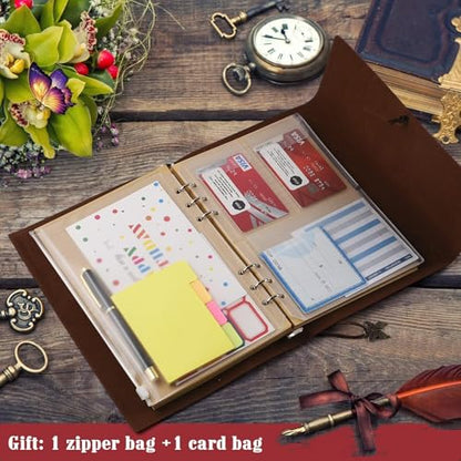 OMEYA Leather Journal Notebook, Refillable Writing Journal Diary Planner for Women Girls (Red, A5-9.3''×6.3'') - color: Red, size: A5-9.3''×6.3''