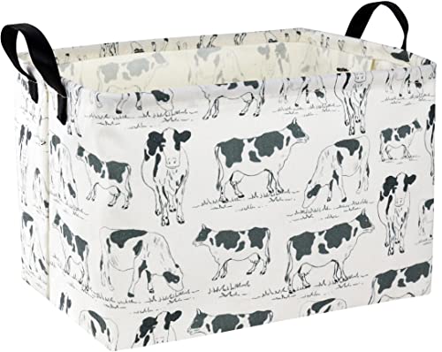 Cow Print Storage Bin - Kids Gift Basket, Rectangular Room Decor for Home, Books - color: Cow Basket