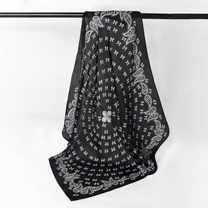 27" Head Scarf Like Satin Silk for Women,Hair Scarves Bandana,Headband Silk Feeling for Hair Wrap - color: Black