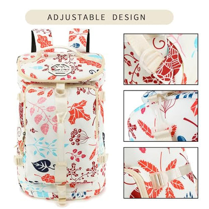 gym duffel bag backpack wrestling bag with shoe compartment 4 kinds of back method waterproof sports walking laptop - color: A-floral Sea Salt White