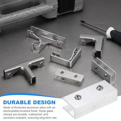 M METERXITY Glass Fixing Clip (8-10mm) 2 PCS - Aluminum Alloy Glass Combination Fixing Bracket & Reinforced Clip Clamp Accessories, Apply to DIY Display Cabinet/Fish Tank - size: 8-10mm