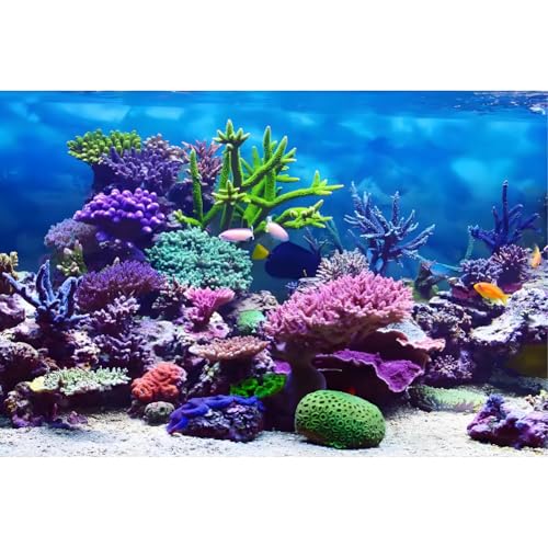 FILFEEL Aquarium Background Fish Decorations Pictures PVC Adhesive Poster Underwater Backdrop Decoration Paper Cling Decals Sticker(61 * 30cm)