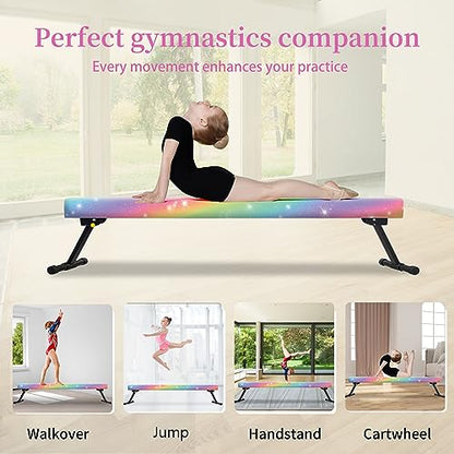 EL&IT·Wings 8FT Gymnastic Balance Beam for Kids, Adjustable Balance Beam with Leg, High and Low Level Floor Beam, Gymnastics Equipment for Home and Gym Center, Colorful