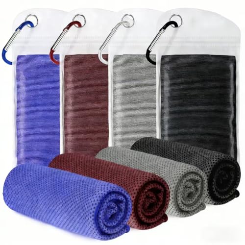 Cooling Towels 4 Pack 40"x12" Soft Gym Towels for Men Women, Sweat Towels for Workout Hot Yoga & Outdoor Hiking-Blue Red Grey Black - color: Royal Blue/Brown-red/Dark Gray/Black