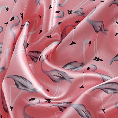 QBSM Womens 23.6 inch Satin Silk Feeling Formal Square Neck Scarf Head Hair Wraps Kerchief - color: Flamingo-pink