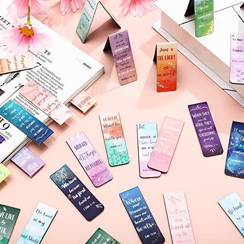 Chinco 30 Pcs Magnetic Bookmarks Christian Bookmarks Bulk Bible Verse Inspirational Scripture Page Clips for Women Childrens Kids Teachers Mothers Day Church Supplies School Gifts(Watercolor) - style: Watercolor