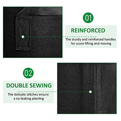 JNYONG 12-Pack 10 Gallon Thickened Non-Woven Grow Bags | Aeration Fabric Pots with Handles - size: 10 Gallons