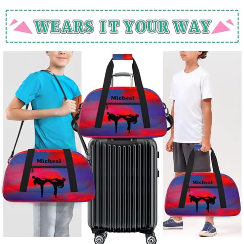 Personalized Martial Art Bag Duffel Bag for Girls, Custom Taekwondo Karate Bag Overnight Bags for Travel Weekender Practice Battle - color: Option 3