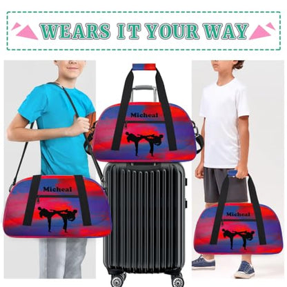 Personalized Martial Art Bag Duffel Bag for Girls, Custom Taekwondo Karate Bag Overnight Bags for Travel Weekender Practice Battle - color: Option 3