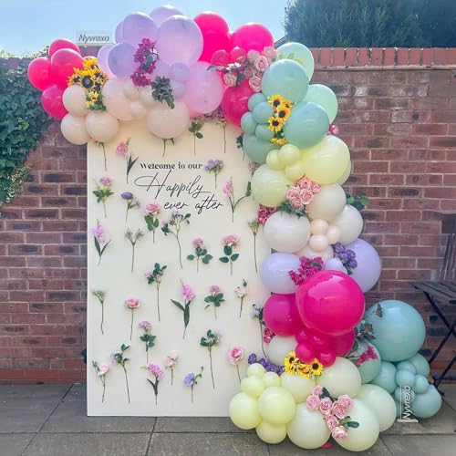 154Pcs Spring Wildflower Balloons Arch Garland Kit - color: Hot Pink Purple Yellow Blue Green
