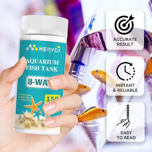 Aquarium Test Strips 8 In 1, 150ct Aquarium Ammonia Test Strips for Saltwater Freshwater Aquariums,Pond Fish Tanks, Aquarium Test Kit-Test pH, Alkalinity,Nitrate,Ammonia and More - color: 8 way aquarium test strips