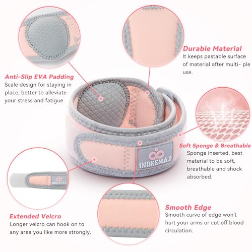 Elbow Brace for Tendonitis and Tennis Elbow Strap for Women Men, 2 Pack Golfers Elbow Brace Counterforce Band with Compression Pad, Effective Tendon Pain Relief, Pink - color: Pink