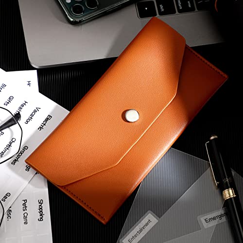 Frienda Cash Envelope Wallet Budget 8 Dividers, Camel, Classic - color: Camel Wallet, style: Classic