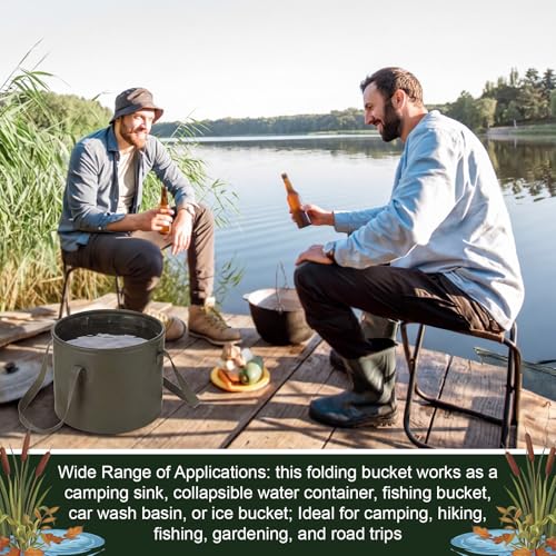 2 Pack Collapsible Bucket 5 Gallon Foldable Bucket Portable Car Wash Container, Fishing and Utility Basin with Handle, 20L for Camping, Hiking,Dish Washing, Fishing, Laundry