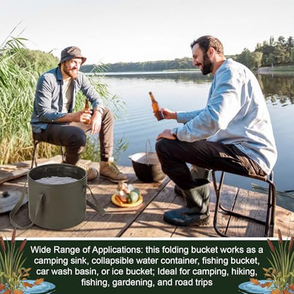 2 Pack Collapsible Bucket 5 Gallon Foldable Bucket Portable Car Wash Container, Fishing and Utility Basin with Handle, 20L for Camping, Hiking,Dish Washing, Fishing, Laundry