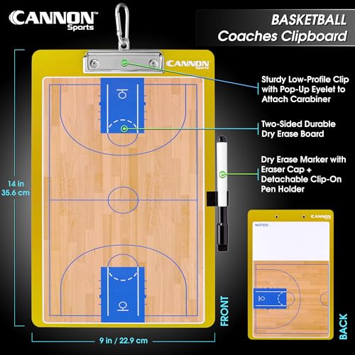 Cannon Sports Dry Erase Coaches Board with Marker - Double-Sided Dry Erase Coaching Board for Baseball, Basketball, Football, Soccer, and Hockey - Perfect for Practices and Games (Basketball) - style: Basketball