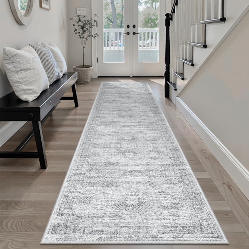 Soalmost Runner Rug 2x8 Washable Non-Slip Hallway Kitchen Runners Grey - color: Grey, size: 2' x 8' (Runner)