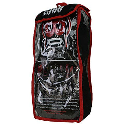 Boxing Gloves | Genuine Cowhide Real Leather | Muay Thai, Kickboxing, Sparring & Training | Pro Punching Gloves for Men & Women - color: BLACK/RED, size: 12OZ