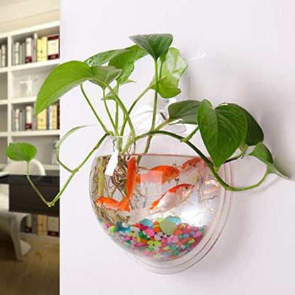 iplusmile Wall Mounted Fish Bowl 5.90 Inch Acrylic Hanging Aquarium Tank Transparent Fish Tank Home Decor Space Saving Design - size: 6 Inch
