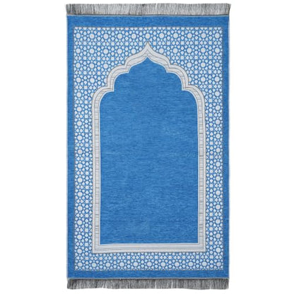 Islamic Prayer Rug Elegant Masjid Pattern Thin Mat Muslim Portable Blanket Ramadan Eid Gift Rug Turkish Prayer Carpet - Blue 1pc - color: 1pc Bluec