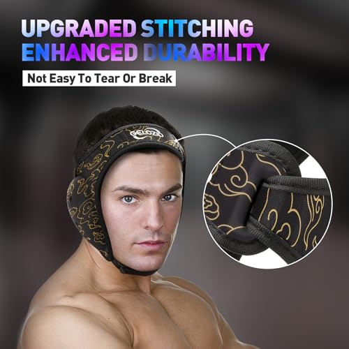 Gelozid Adjustable Wrestling Headgear for BJJ, MMA Grappling and Training, Ear Guard and Cauliflower Protection Helmet - color: Black and Yellow