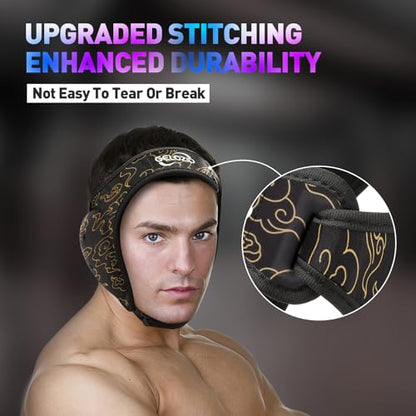 Gelozid Adjustable Wrestling Headgear for BJJ, MMA Grappling and Training, Ear Guard and Cauliflower Protection Helmet - color: Black and Yellow