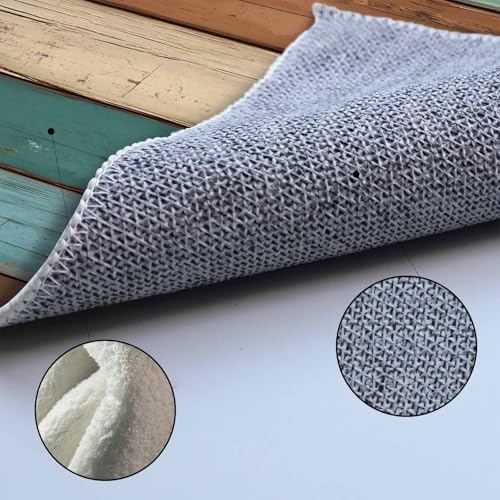 Brown Wood Grain Bathroom Runner Rug Bathmat Soft Bath Shower Bathtub Kitchen Door Mat,Rural Ombre Teal Worn Wooden Stripes Washable Floor Doormat Area Carpet for Bedroom Laundry Room Hallway,16"x24" - size: 16"W x24"L