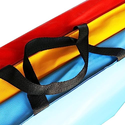 BalanceFrom 6x2 Feet 3-Panel Folding Gymnastics Mat – 1.5-Inch Thick Pad with Vinyl Surface and Carrying Handles for Tumbling, Yoga, Pilates, Home Workouts, and Martial Arts - color: Multi-Color