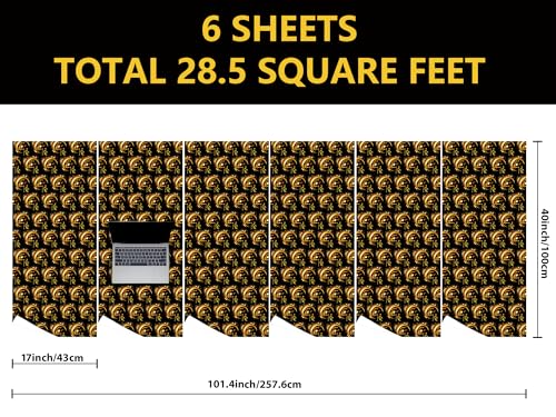 Altarho Eid Wrapping Paper Roll - Black Gold Crescent Moon Mosque Islamic Eid Mubarak Gift Wrap Design for Muslim Festival Holiday Celebration Total 28.5 sq.ft
