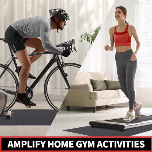 GymCope Treadmill Mat for Hardwood Floor Carpet 7'x3'/6'x3'/6'x2.5'/4'x2' | 6mm Thick Exercise Equipment Gym Mat, Compatible with Peloton Bike, Indoor Spin Bike, Elliptical - color: 72"x36"x6mm High-density-black