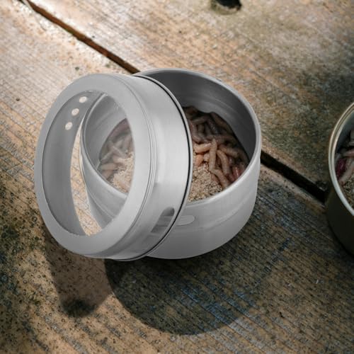 BESPORTBLE Stainless Steel Bait Box Round Worm Container Fishing Lure Storage Portable Multi-Function Bait Holder for Outdoor Anglers